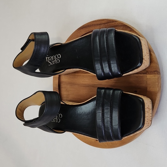 Franco Sarto Black Platform Cork Sandals. Size 6.5 I - Picture 2 of 6